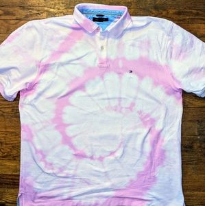 Custom Pink Tie Dye Tommy Hilfiger Polo sz XXL